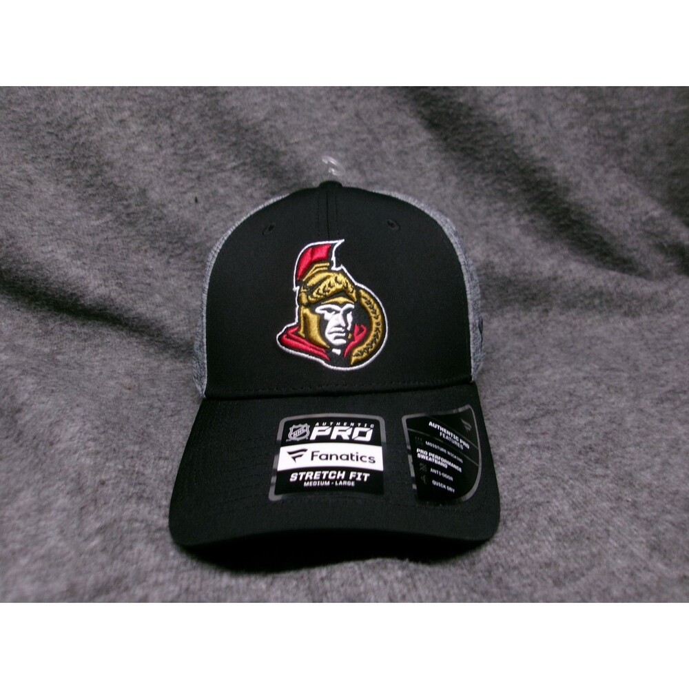 Ottawa Senators Hat Cap Fitted Men M L Black Hockey Authentic Pro Flex Fanatics